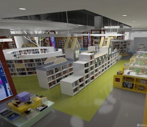 儿童图书馆室内书架设计实景图片