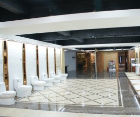 简约卫浴展厅效果图 拼花地砖装修效果图片
