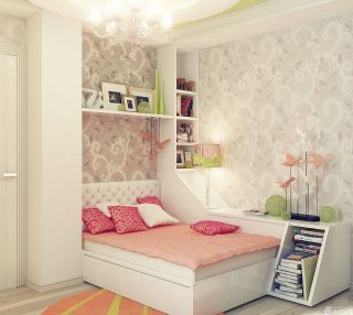 北欧小面积卧室花藤壁纸装修效果图片