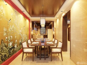 中式餐廳設(shè)計(jì)效果圖 背景墻裝飾裝修效果圖片
