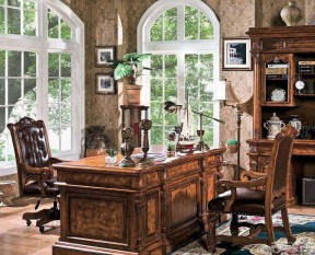 古典美式家具展厅书房装饰设计效果图片