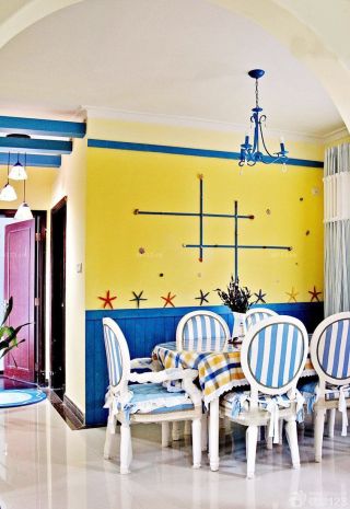地中海餐厅墙面装饰装修效果图片