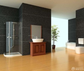 现代卫浴展厅室内黑色墙面装修效果图片