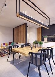 開放式餐廳實木餐桌裝修效果圖片案例