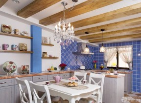 开放式厨房餐厅装修效果图 地中海别墅