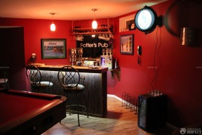 酒吧风格家庭装修效果图 红色墙面装修效果图片
