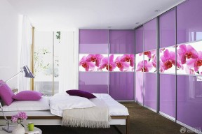 紫色卧室装修效果图 入墙衣柜效果图