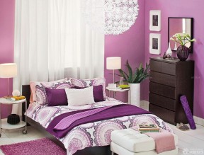 紫色卧室装修效果图 艺术灯具装修效果图片