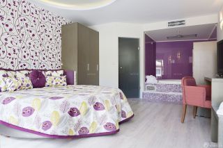 紫色卧室花藤壁纸装修效果图片