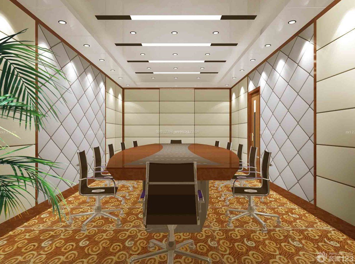 简约会议室3d模型背景墙效果图
