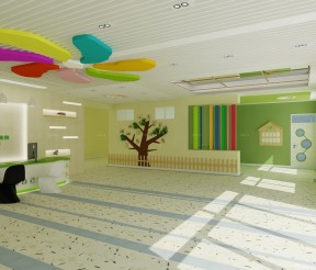 幼兒園大廳裝修圖 格柵燈圖片