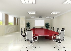 简约会议室3d模型 白色地砖装修效果图片