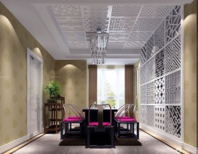 新中式餐廳裝修效果圖 餐廳背景墻效果圖