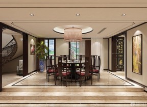 新中式餐廳裝修效果圖 兩層別墅裝修效果圖片