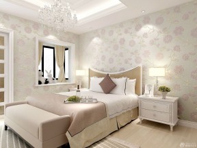 欧式少女卧室花朵壁纸装修效果图片