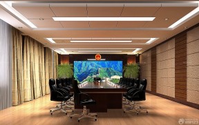 简约风会议室3d模型 会议室背景墙效果图