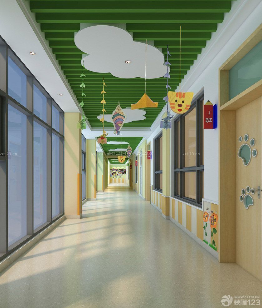 幼儿园走廊吊顶装饰装修效果图片2016