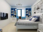 蓝色卧室飘窗柜设计装修效果图
