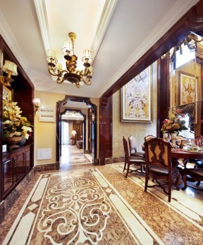 室内美式用欧式的拼花地砖装修图片