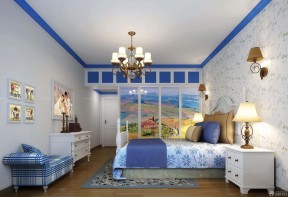 蓝色卧室装修效果图 地中海卧室