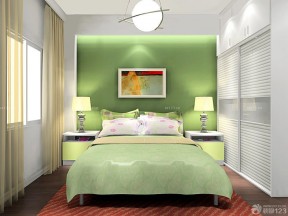 浅绿色壁纸窗帘装修效果图 现代简约卧室