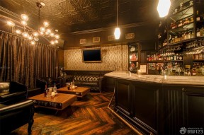 复古酒吧装修风格拼花地板效果图片
