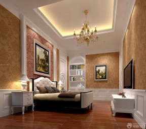 新古典家装花藤壁纸设计装修效果图片卧室