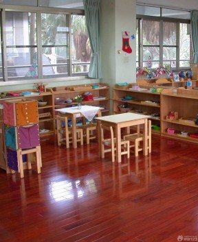 幼兒園地板裝修效果圖 紅木色木地板裝修效果圖片