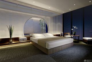 日式卧室床头背景墙设计装修效果图片
