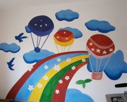 幼儿园手绘墙壁画室内设计图_装修123效果图