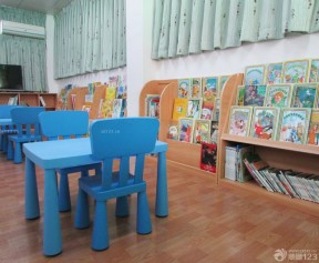 幼儿园简约图书室书柜装修效果图