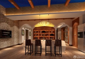 别墅家庭酒吧设计 拱形门洞装修效果图片