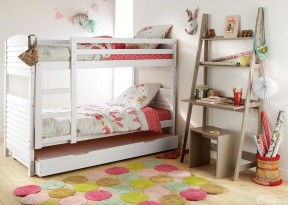 女生小卧室装修效果图 双层儿童床图片大全