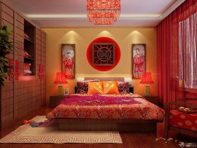 婚房卧室布置效果图 现代中式风格
