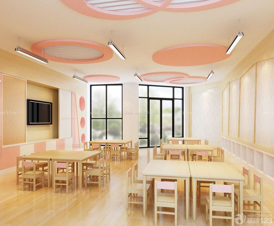 高档幼儿园中班教室环境布置设计图_装修123