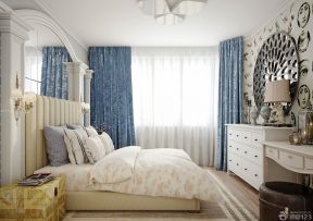 6平方米卧室装修 绣花窗帘装修效果图片