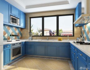 厨房装修图片 蓝色橱柜装修效果图片