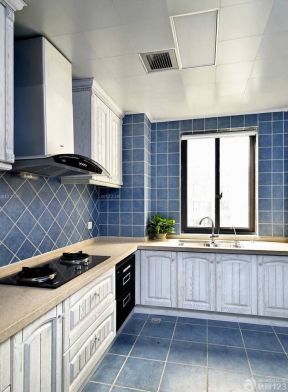 厨房装修图片 蓝色墙面装修效果图片