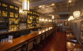 美式乡村酒吧棕色地砖装修效果图片欣赏