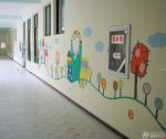 簡約幼兒園走廊背景墻裝飾圖片