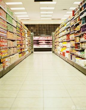 超市室内地板砖装修效果图2021图片  1802