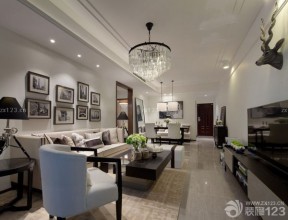 現(xiàn)代美式裝修效果圖 客廳沙發(fā)背景墻效果圖