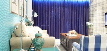 地中海风格客厅窗帘搭配装修效果图