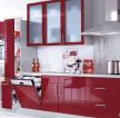 小厨房红色橱柜装修效果图片