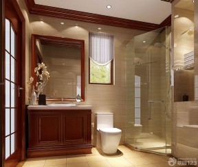 简欧卫生间装修效果图 浴室玻璃门图片