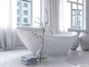 厕所简约白色浴缸装修效果图片