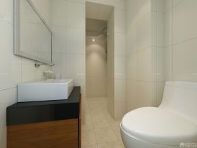 厕所简约装修效果图 米白色瓷砖