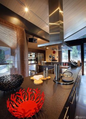 长方形厨房装修效果图 美式室内设计