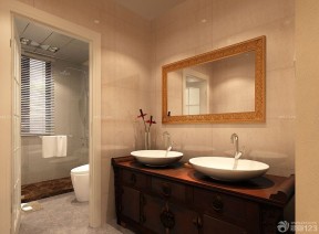中式卫生间装修效果图 浴室柜装修效果图片