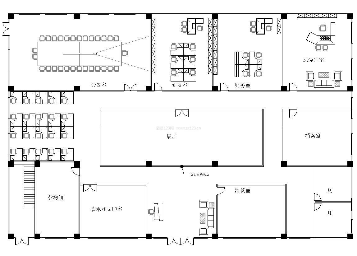 寫字樓辦公室室內(nèi)設(shè)計(jì)平面圖片